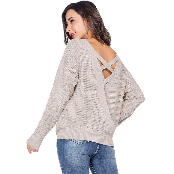 Women’s XL Criss Cross Back Loose Knit Pullover Sweater - Picture 1 of 5